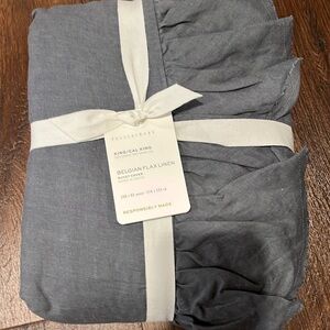 POTTERY BARN BELGIAN FLAX LINEN DUVET COVER STEEL BLUE KING/CAL KING BRAND NEW